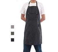 Tobyan Professional Kitchen Apron for Kitchen BBQ BBQ Grill Grey Cotton Apron for Women Men