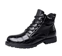 Tobysper Boots Men's Motorcycle Boots Vintage Hiking Boots Non-Slip Lace-up Boots Casual Leather Boots Classic Chukka Biker Casual Shoes Oxford Suit Boots Classic Wedding Shoes, black, 12.5 UK