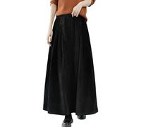 Tobysper Corduroy Skirt Women's Flared Skirt Elastic High Waist A-line Long Corduroy Skirts Loose Swing Midi Skirt Cord Skirt Vintage Winter Skirt Pleated Skirt