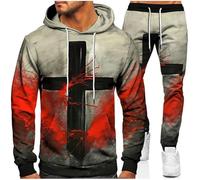 Tobysper Jogging Suit Men's Colourful Tracksuit Neon Hoodie Set 3D Print Leisure Suit Cotton Long Activewear Baggy Casual Regular Sports Suit Transition Sports Suit Sweatshirt Trousers Set, khaki, XXL