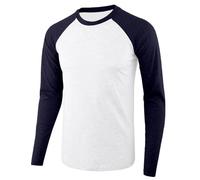 Tobysper Sports Shirt Men's Long Sleeve Raglan Shirt Patchwork Base Layer Baseball Shirt Crew Neck Casual Shirt Basic T-Shirt Vintage Business Shirt Raglan Pullover Contrast Colours Top