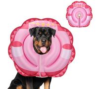 TOBYTO Inflatable Dog Cone Collar, Soft Dog Cone Pet Recovery Donut for Small Medium Large Dogs, Adjustable After Surgery Protective Cone Alternative No Block Vision, Pink XL