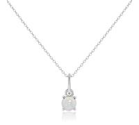 Tocara October White Opal Birthstone Necklace for Women, 925 Sterling Silver, Genuine Gemstone Pendant, Delicate Jewellery Gift for Mother and Daughter, 18 Inch Sterling Silver Chain, Sterling Silver