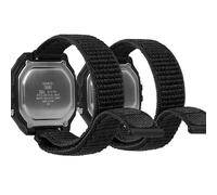 TOCCOOL 18mm Nylon Watch Band for Kids, Breathable Hook & Loop Sport Strap Compatible with Casio W218H AE-1200 SGW-300 MRW-200, Adjustable Wristband Fits 4.3-6.3 in (Black)