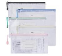 TOCCOOL A6 Zipper Invoice Bags, Receipt Bags with Tags, Waterproof, Transparent& Portable for Storing Receipts, Invoices, and Change Coins. (5Pcs, Green, Black, Khaki, Blue, Pink)