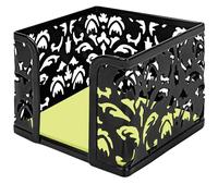 TOCCOOL Sticky Note Box - Flowering Design, Desktop Paper Tray for 3 x 3 inches Notebook, Memo Cube Holder for Desk, Stationery Paper Organizer for Office/School(Black)