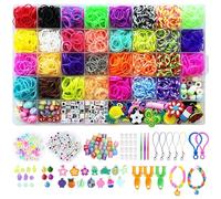 Toced 2900Pcs Loom Bands Kit, 40-Frames Assorted Loom Band with Clips Charms Beads, DIY Friendship Jewellery Bracelet Making Kits and Storage Box, Perfect for Craft, Art Knitted Bracelet Party