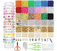 Toced 5500 Pcs Clay Beads Bracelet Making Kit, 26 Types Flat Clay Beads Set for Jewelry Making, Polymer Heishi Beads Set for Bracelet Necklace DIY Crafts Gift for Jewelry Earrings Making