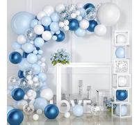 Toced Navy Blue Balloon Arch Kit, 141pcs Navy Blue And Retro Blue Balloon Garland Kit with Blue Gold Balloons Confetti Balloon for Boy Men Birthday Party Graduation Wedding Baby Decoration (Navy Blue)