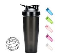 Toced Protein Shaker Bottle 600ml, Secure Leakproof Protein Shake Mixer Bottle, Steel Mixing Ball For Lump Free Smooth Shake, BPA Free, Dishwasher Safe for Gym & Sports Shaker Bottle (Black)