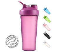 Toced Protein Shaker Bottle 600ml, Secure Leakproof Protein Shake Mixer Bottle, Steel Mixing Ball For Lump Free Smooth Shake, BPA Free, Dishwasher Safe for Gym & Sports Shaker Bottle (Purple)