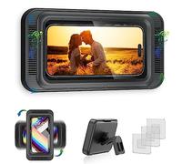 TOCHIO Upgraded Shower Phone Mount Waterproof with Speaker Hole Touch Screen Shower Phone Stand Holder for Bathroom Bathtub Kitchen Wall Mirror for iPhone 1716 15 14 13 12 11 Pro XS XR Max (Black)