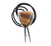 Tochispa bolo tie for man,handmade western cowboy alloy natural mix Leather Bolo Tie, Tiger Eye Stone Triangle Bolo Tie, Small