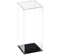TOCHUN Acrylic Clear Display Case with Black Base,10 x 10 x 30 cm Assemble Countertop Box Cube Organizer Stand, Dustproof Protection Showcase for Action Figures Toys Collectibles Home Storage