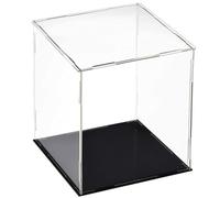 TOCHUN Acrylic Clear Display Case with Black Base,20 x 20 x 25 cm Assemble Countertop Box Cube Organizer Stand, Dustproof Protection Showcase for Action Figures Toys Collectibles Home Storage