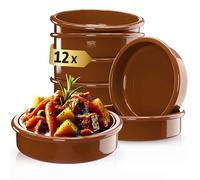 ToCi 12 x Tapas Bowls Brown 175ml Mediterranean Clay Dessert Bowls Diameter 11.5 cm Traditional Spanish Clay Products