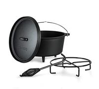 ToCi 7.2L Pre-seasoned BBQ Dutch Oven, Cast Iron Pot for Casserole Dishes with Lids, Oven Proof Crock Pot, Leakproof Camping Oven, Lid Lifter, Cast Iron Dutch Oven Cooking Pot BBQ Pot with Lid