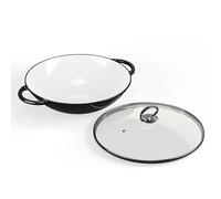 ToCi Cast Iron Wok Pan, Enamel-Coated Cooking Woks & Stir-Fry Pans, with Lid & Handles, Non Stick Cookware, Large & Deep Wok for Induction Hob, Ceramic, Gas & Electric Stovetops & Oven