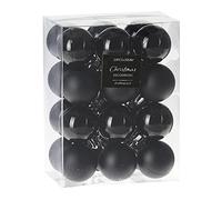 ToCi Christmas Bauble Set Black | 24 x 3cm Plastic Baubles | Modern, Versatile Design | Christmas Tree Decoration