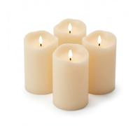 ToCi LED Candles Cream Diameter 7 x 15 cm - Set of 4 with Black Wick and Timer - 4 Flameless Real Wax Candles - Advent Candles Grave