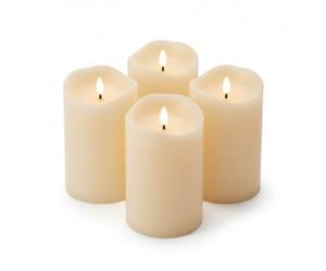 ToCi LED Candles Cream Diameter 7 x 15 cm - Set of 4 with Black Wick and Timer - 4 Flameless Real Wax Candles - Advent Candles Grave