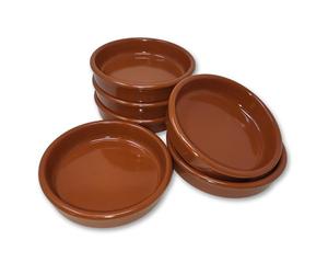 ToCi Set of 6 Tapas Bowls Brown Casserole Dish | 230 ml Cazuela Bowl | Clay Dessert Bowls Mediterranean Diameter 15 cm | Traditional Pottery from Spain