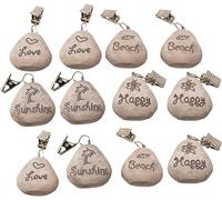 ToCi tablecloth pompoms in a set, table cloth holder in beach look and stone look, tablecloth weight with clip - 12