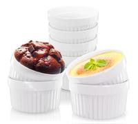 ToCi white creme brulee ramekins 9 cm, also for chocolate souffle and ragout, ceramic pie dish. 12 Item White