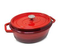 ToCis Big BBQ Podolica Roaster - Cast Iron Casserole Dish with Lid, Casserole Pot, Material: Stainless Steel with Enamel Coating, Oval Shape, Two Handles, Dimensions: 40 cm, 5.5 Litres, Red