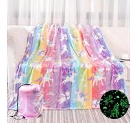 Tociwih Glow in The Dark Unicorn Fleece Blanket for Bed, Couch, Sofa - Ultra Soft, Cosy Fluffy Blanket for Girls