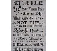 TOCMANE Hot Tub Rules Fun Christmas Idea Metal Sign Snowflake Bar Pub Home Cafe Man Cave Wall Decoration8X12 inch
