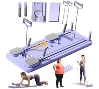 TOCMSNHG Upgraded Pilates Reformer Board, Foldable Pilates Reformer Machine with Resistance Rope and Timer, Multi-Functional Full-Body Workout Trainer for Men, Women, Ab Roller Board for Home, Gym Use