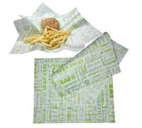 Tocnvoe - 100 pcs Food Greaseproof Baking Paper, 28X34 cm, Pattern Letters Green, Durable, Moisture and Grease Resistant, Wrapping Paper for Sandwiches, Hamburgers, Snacks