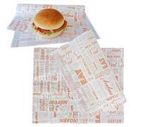 Tocnvoe - 100 pcs Food Greaseproof Baking Paper, 28X34cm, Pattern Letters Orange, Durable, Moisture and Grease Resistant, Wrapping Paper for Sandwiches, Hamburgers, Snacks,