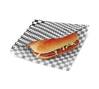 Tocnvoe - 100 pcs Greaseproof Paper for Food, Black White Plaid Pattern, 19X17 cm, Paper Bag, Wrap Bag, Durable, Moisture and Grease Resistant, for Sandwiches, Hamburgers, Snacks