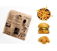 Tocnvoe - 100 pcs Greaseproof Paper for Food, Old Brown Newspaper Pattern, 19X17 cm, Paper Bag, Wrap Bag, Durable, Moisture and Grease Resistant, for Sandwiches, Hamburgers, Snacks