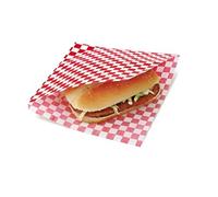 Tocnvoe - 100 pcs Greaseproof Paper for Food, Red White Plaid Pattern, 19X17 cm, Paper Bag, Wrap Bag, Durable, Moisture and Grease Resistant, for Sandwiches, Hamburgers, Snacks