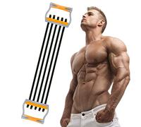 TOCO FREIDO Chest Expander, 5 Tubes Ajustable Arm Strength Trainer, Exercise Resistance Bands for Home Fitness Muscle Training (125lbs)