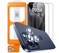 TOCOL 2+1 Pack for iPhone 15 Pro Max Screen Protector 6.7-Inch + Camera Lens Protector, Instant Installation, HD Clear Tempered Glass, Full Coverage Protection, Anti-Shatter, Case Friendly (Clear)