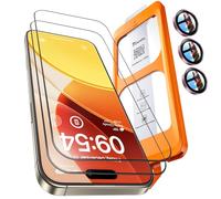 TOCOL 2+1 Pack for iPhone 15 Pro Max Screen Protector+Camera Lens Protector | Instant Installation, 9H+ Tempered Glass, Full Coverage Protection, 8FT Military Grade Shatterproof, Bubble-Free, Pink