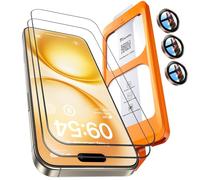 TOCOL 2+1 Pack for iPhone 15 Pro Screen Protector 6.1-Inch + Camera Lens Protector, Instant Installation, HD Clear Tempered Glass, Full Coverage Protection, Anti-Shatter, Case Friendly (Desert)