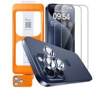 TOCOL 2+1 Pack for iPhone 15 Pro Screen Protector 6.1-Inch + Camera Lens Protector, Instant Installation, HD Clear Tempered Glass, Full Coverage Protection, Anti-Shatter, Case Friendly (Clear)