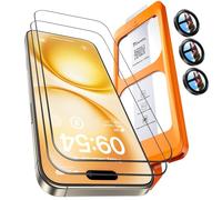TOCOL 2+1 Pack for iPhone 15 Pro Screen Protector+Camera Lens Protector | Instant Installation, 9H+ Tempered Glass, Full Coverage Protection, 8FT Military Grade Shatterproof, Bubble-Free, Black