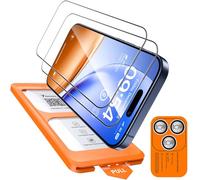 TOCOL 2+1 Pack for iPhone 15 Pro Screen Protector+Camera Lens Protector | Instant Installation, 9H+ Tempered Glass, Full Coverage Protection, 8FT Military Grade Shatterproof, Bubble-Free, Clear