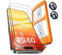 TOCOL 2+1 Pack for iPhone 15 Screen Protector 6.1-Inch + Camera Lens Protector, Instant Installation, HD Clear Tempered Glass, Full Coverage Protection, Anti-Shatter, Case Friendly (Black)