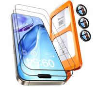 TOCOL 2+1 Pack for iPhone 16 Pro Max Screen Protector+Camera Lens Protector | Instant Installation, 9H+ Tempered Glass, Full Coverage Protection, 8FT Military Grade Shatterproof, Bubble-Free, Blue