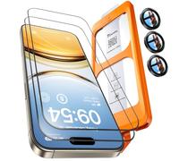 TOCOL 2+1 Pack for iPhone 16 Pro Screen Protector 6.3-Inch + Camera Lens Protector, Instant Installation, HD Clear Tempered Glass, Full Coverage Protection, Anti-Shatter, Case Friendly (Black)