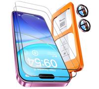 TOCOL 2+1 Pack for iPhone 16 Screen Protector 6.1-Inch + Camera Lens Protector, Instant Installation, HD Clear Tempered Glass, Full Coverage Protection, Anti-Shatter, Case Friendly (Pink)