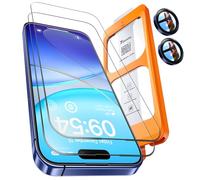 TOCOL 2+1 Pack for iPhone 16 Screen Protector 6.1-Inch + Camera Lens Protector, Instant Installation, HD Clear Tempered Glass, Full Coverage Protection, Anti-Shatter, Case Friendly (Blue)