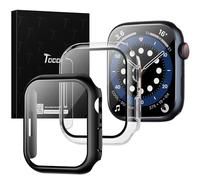 TOCOL 2 Pack HD Case Compatible with Apple Watch 45mm Series 7/8/9(2023) with Built-in Tempered Glass Screen Protector [10X Military-Grade Shockproof] [Touch-Sensitive] for iWatch 45mm - Black+Clear